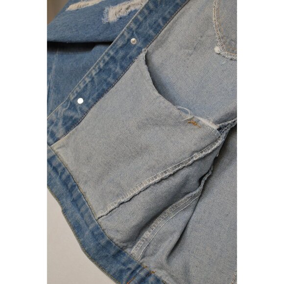 Axis Lab Distressed Ripped Denim Jacket w/Accent Zippers Size Large - Picture 9 of 16